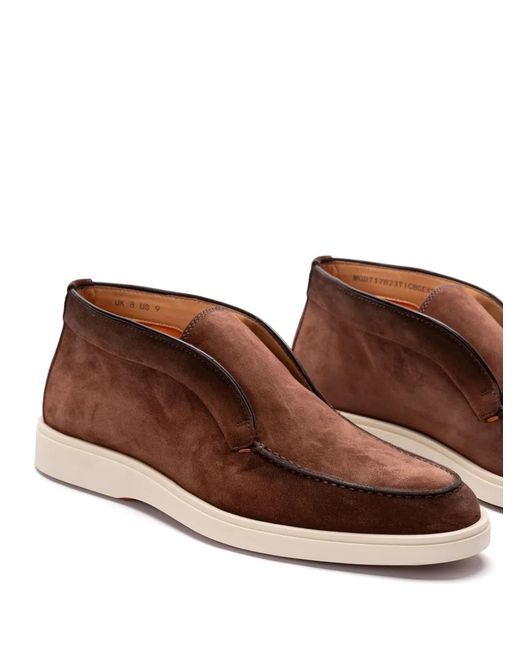 Santoni Brown Suede Boots for men