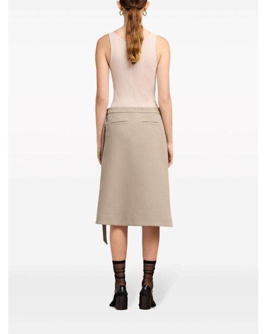 AMI Natural Virgin Wool Wrap Midi Skirt