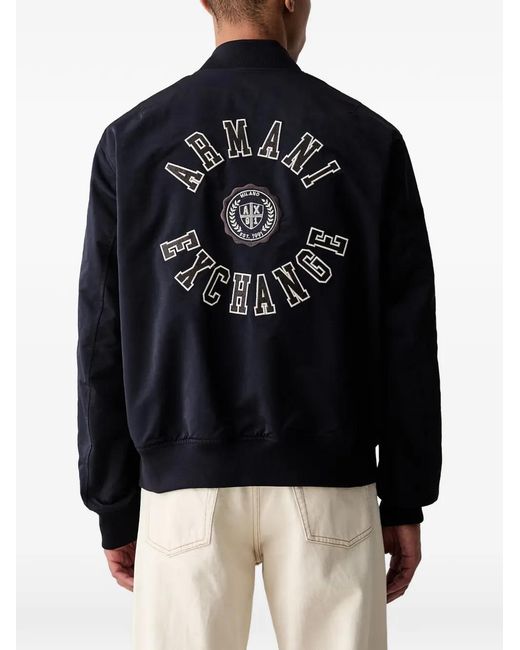 ARMANI EXCHANGE Black Logo-Patch Bomber Jacket for men