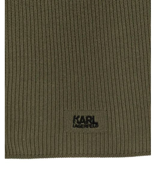 Karl Lagerfeld Green Ribbed Cotton Scarf for men