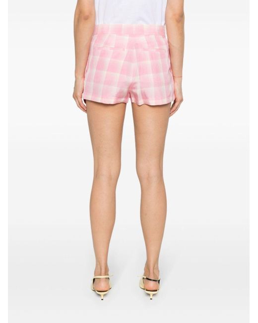 MSGM Checked Mini Shorts Pink