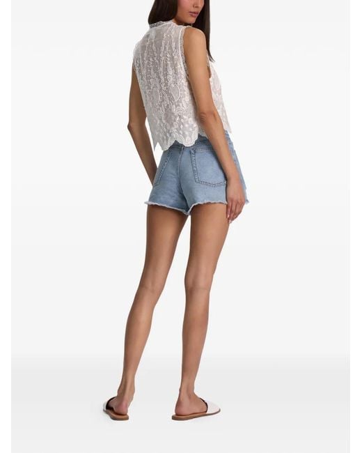 Alice + Olivia White Amal Embroidered Tie-Front Tank Top