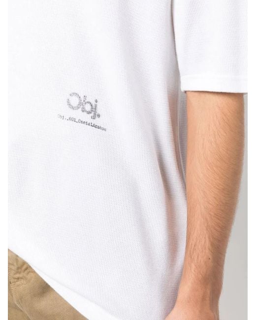 Objects IV Life White Logo-Print Waffle-Knit T-Shirt for men
