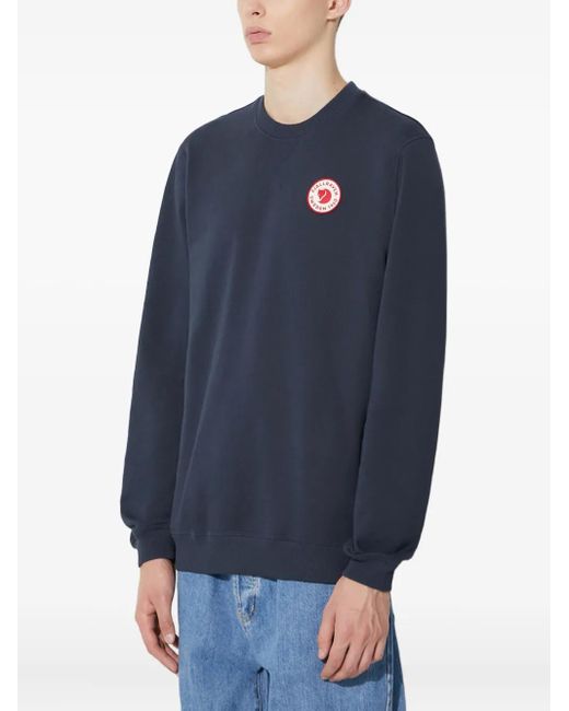 Fjallraven Blue Logo-Patch Crew-Neck Sweatshirt for men
