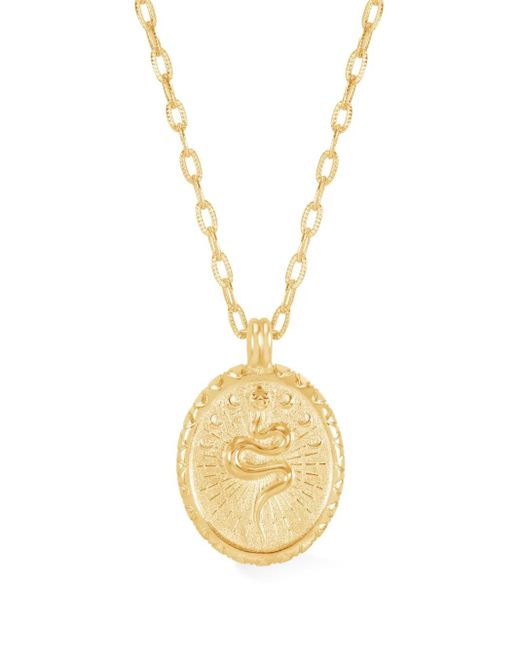 Dower & Hall Snake Halsketting Met Amulet in het Metallic
