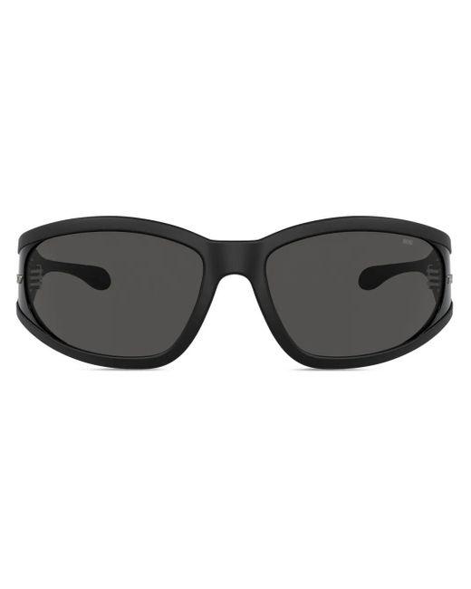 DIESEL Black 0Dl3002 Logo-Plaque Wraparound Sunglasses