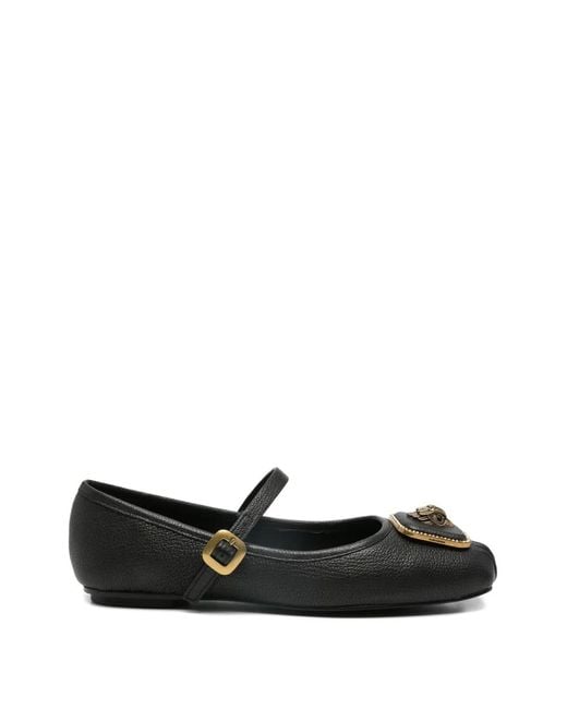 Kurt Geiger Black Buckle-Strap Ballet Flats