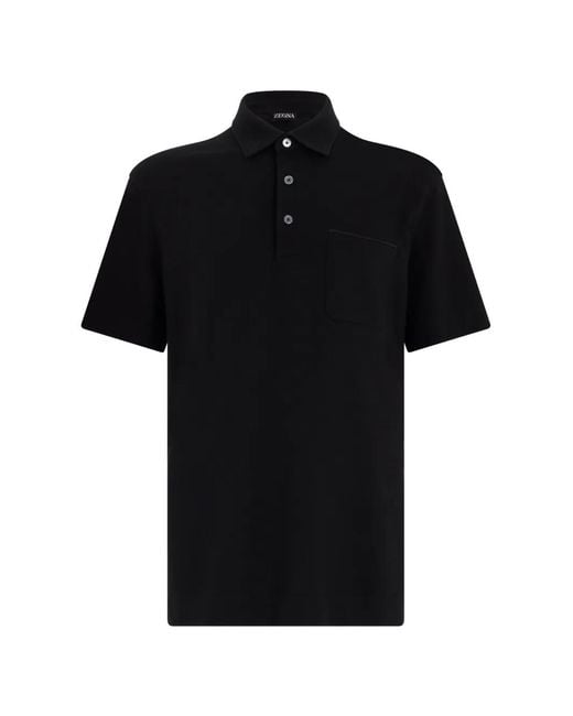 Zegna Black Pocket Polo Shirt for men