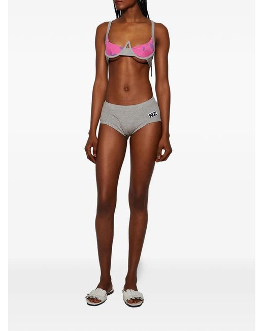 Natasha Zinko Gray Logo-Patch Briefs
