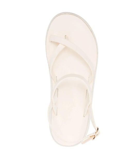Ancient Greek Sandals White Crossover-Strap Leather Sandals