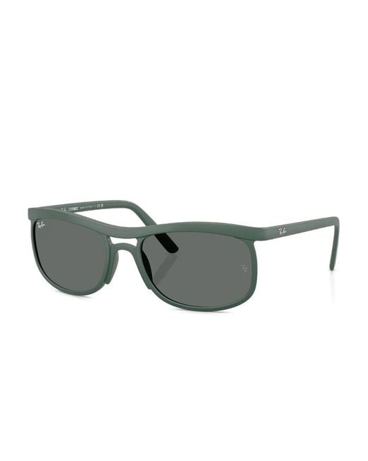 Ray-Ban Gray Rectangle-Frame Sunglasses
