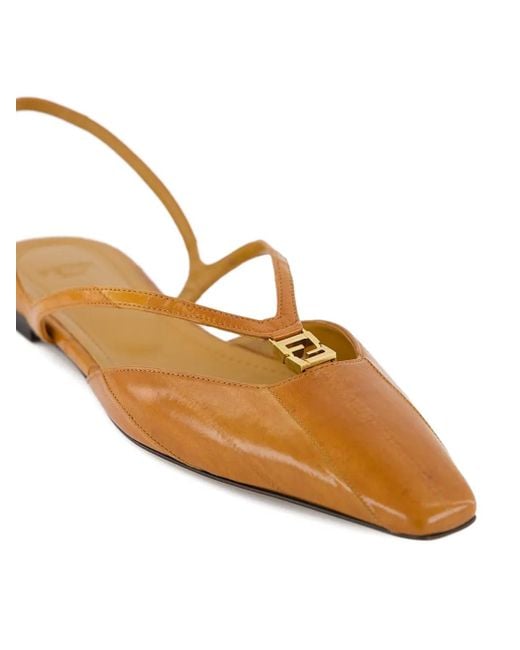 Fendi Ffold Platte Pumps in het Brown