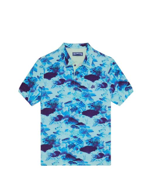 Vilebrequin Blue Coral Reef Terry Polo Shirt for men