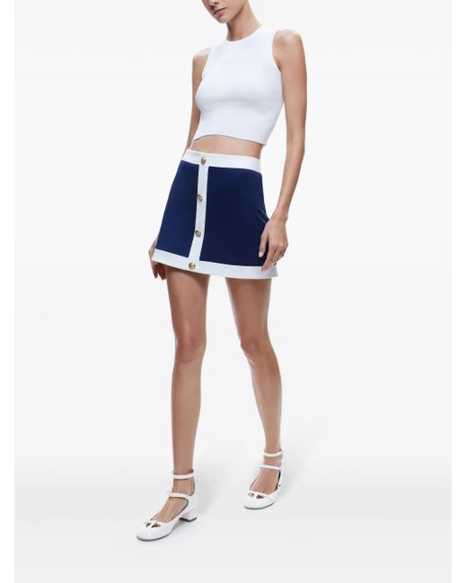 Alice + Olivia Blue Colton Colour-Block Mini Skirt