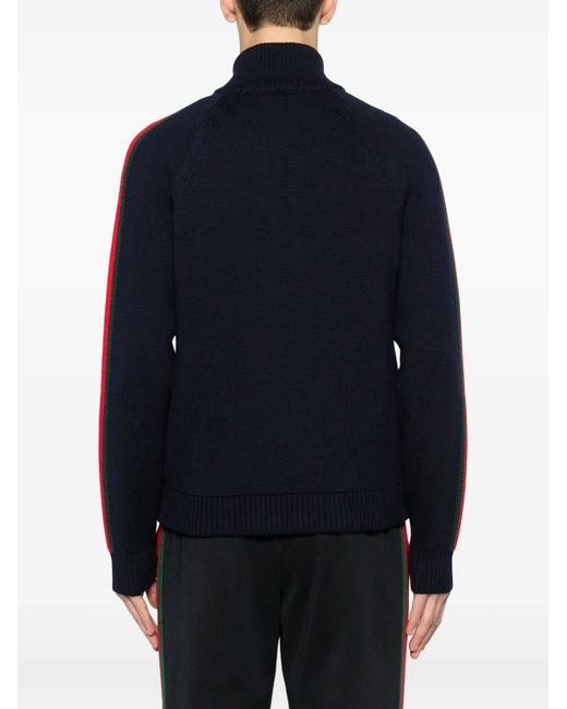 Gucci Blue Striped Zip-Up Cardigan for men