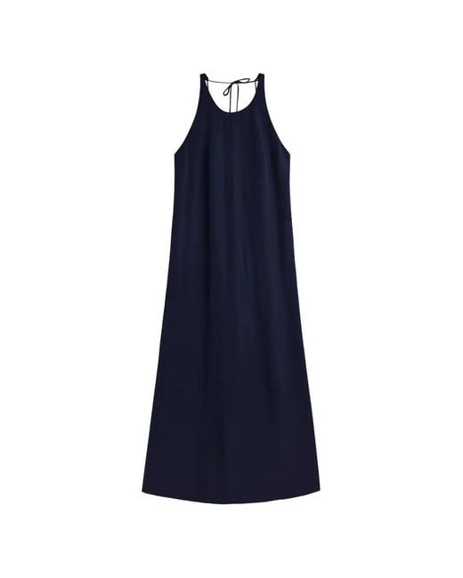 Ecoalf Blue Crome Halterneck Tie-Fastening Dress