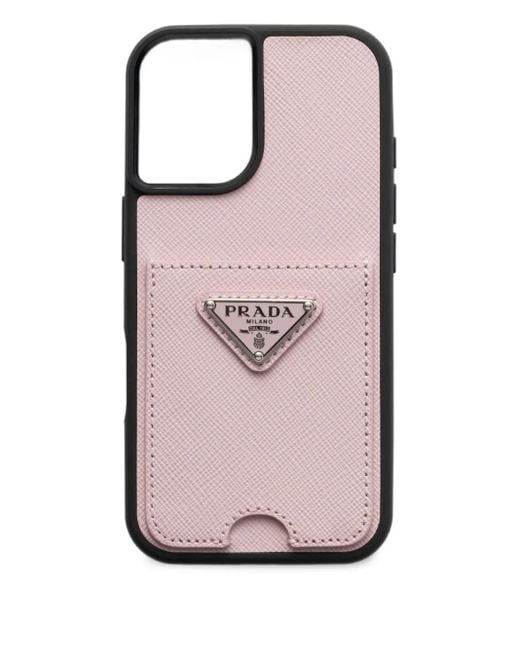 Prada Pink Saffiano Leather Iphone 16 Case