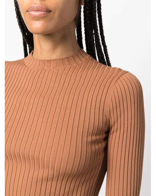 Nanushka Brown Bardia Ribbed Knitted Top