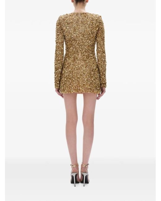 Rachel Gilbert Natural Phillipe Sequin-Embellished Mini Dress