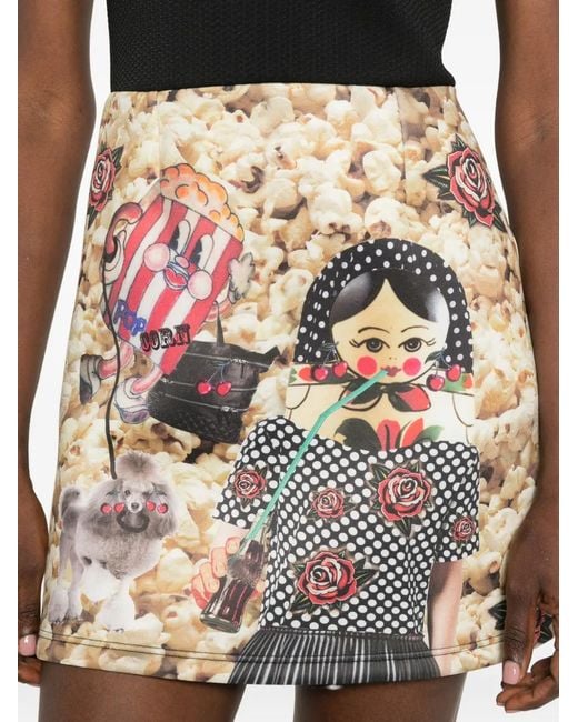 The Artistylist Black Popcorn-Print Short-Sleeve Mini Dress