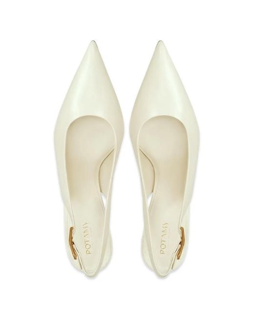 POTAMY White Slingback Pumps