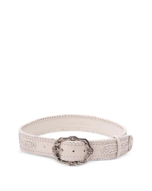 Ermanno Scervino White Floral-Buckle Belt