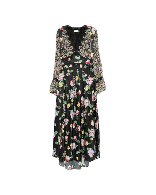 Rixo White Lace-Detail Floral-Print Maxi Dress