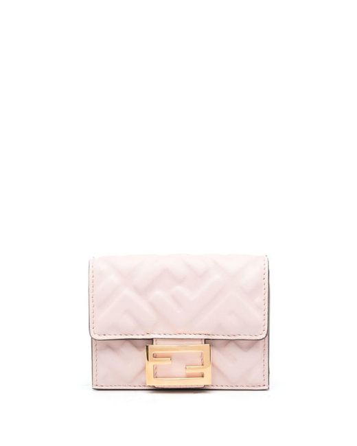Fendi Pink Quilted Logo-plaque Wallet