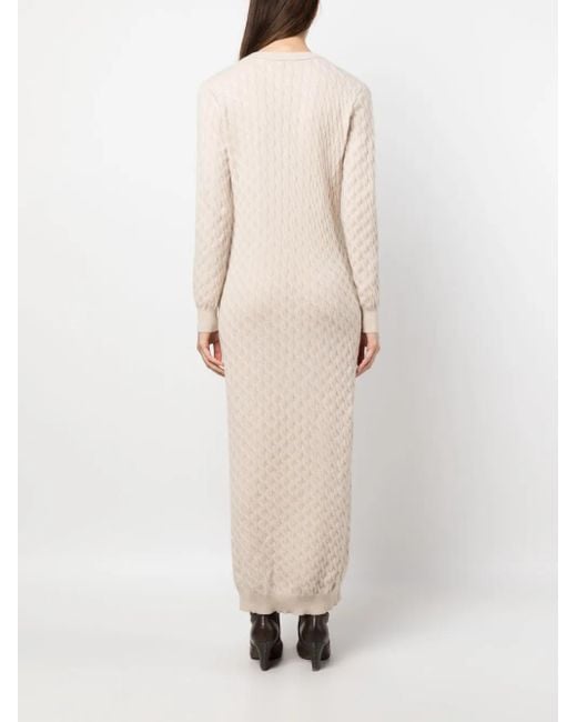 Robe En Maille À Col V Brunello Cucinelli en coloris Natural