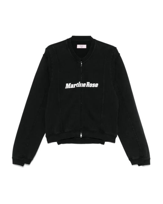Martine Rose Black Shrunken Sweatshirt Mit Reißverschluss