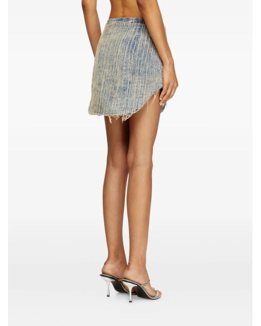 DIESEL Gray De-Ada-S Frayed Denim Asymmetric Skirt