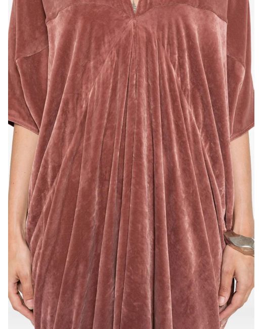 Rick Owens Concordians Kite Fluwelen Midi-Jurk in het Red