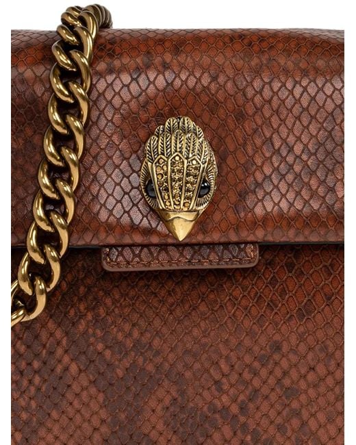 Kurt Geiger Brown Kensington Snake-Print Leather Shoulder Bag