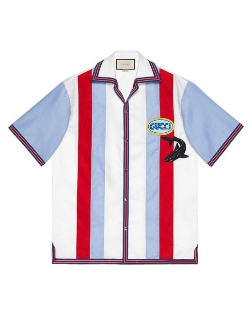 Camisa bowling con parches Gucci de hombre de color White