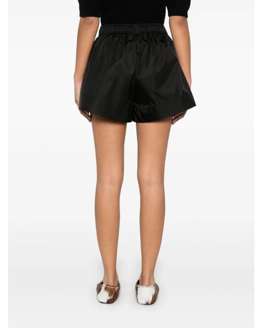 Ganni Black Logo-Patch Shorts