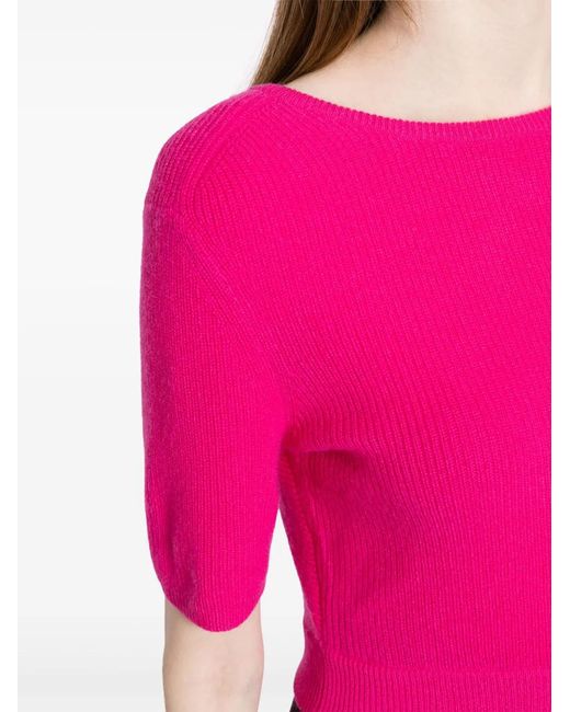 Lisa Yang Pink Josefina Cut-Out Cashmere Top