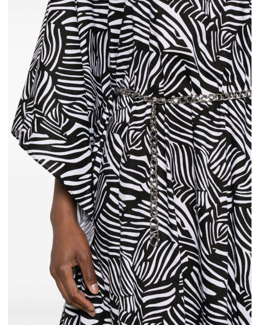 MICHAEL Michael Kors Gray Zebra-print Belted Kaftan