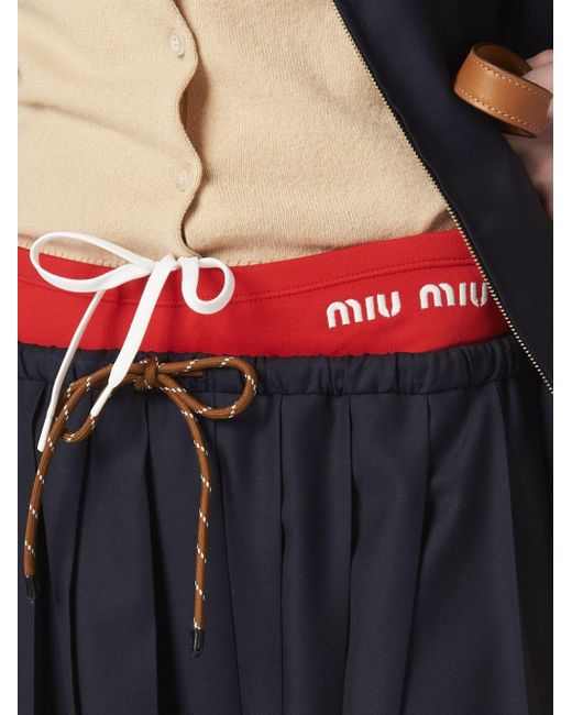 Miu Miu Black Pleated Midi Skirt