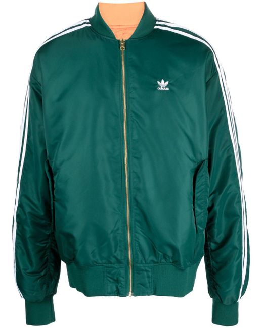 Adidas Green Logo-embroidered Reversible Bomber Jacket for men