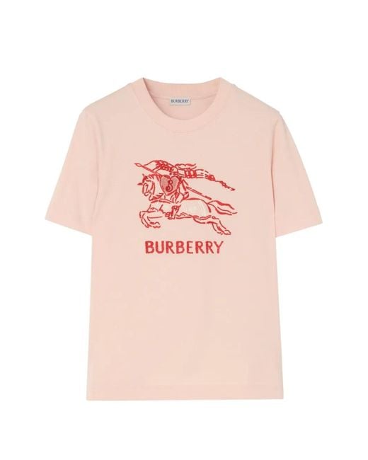 Burberry Pink Heart Knight Cotton T-Shir