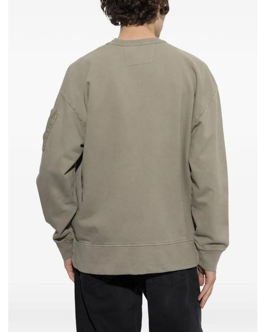 C P Company Natural Lens-Detail Crew Neck Sweatshirt for men