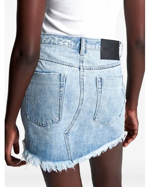 One Teaspoon Blue Salty Dog Frayed Mini Skirt