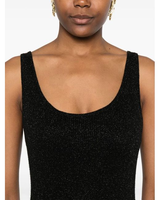 Mc2 Saint Barth Black Lurex-knit mini dress