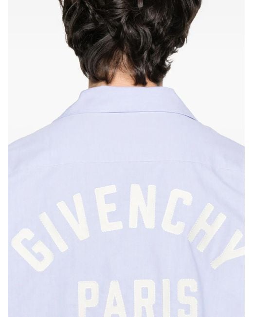 Givenchy Blue Cotton Bowling Shirt for men