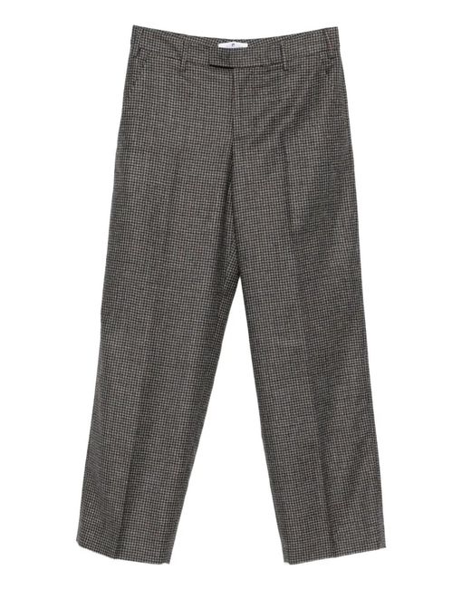 PT Torino Gray Checked Straight-Leg Trousers