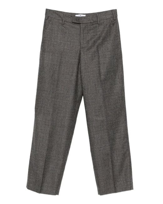 PT Torino Gray Checked Straight-Leg Trousers