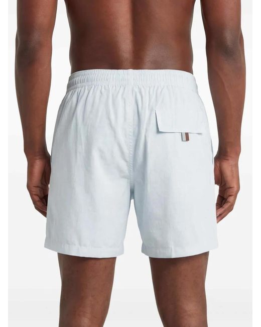 Canali White Drawstring Swim Shorts for men