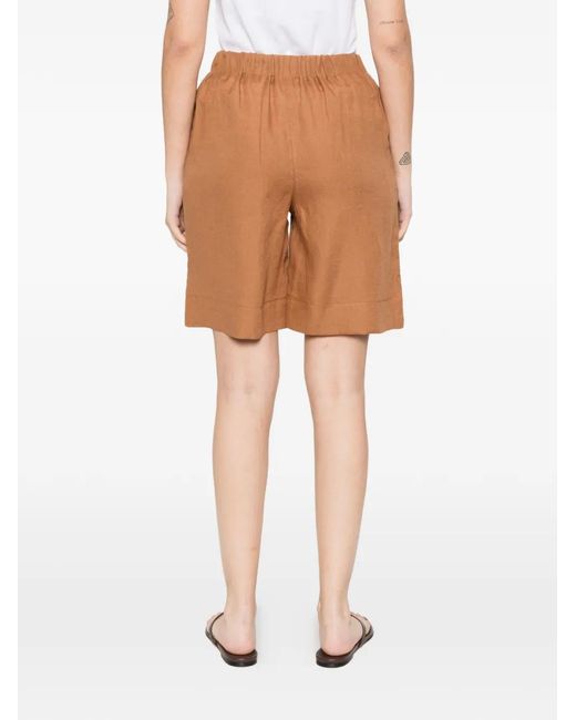 Gran Sasso Brown Elasticated-Waistband Linen Shorts
