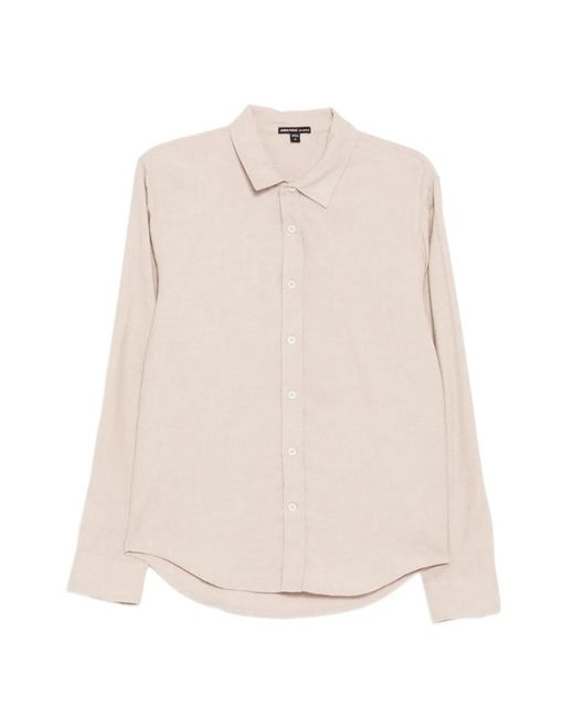 James Perse White Refined Flannel Shirt for men