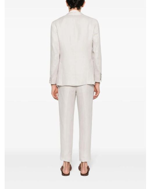 Boglioli White Single-Breasted Linen Suit for men